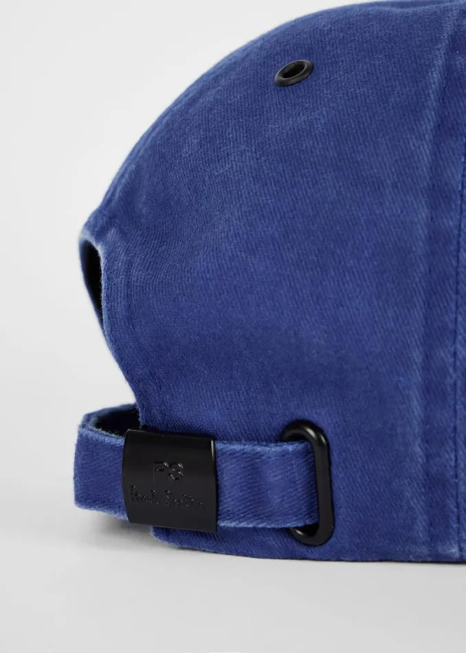 Mens Paul Smith Hats and Gloves Washed Blue 039Happy039 Cotton Cap Mens Paul Smith Hats and Gloves Washed Blue 039Happy039 Cotton Cap