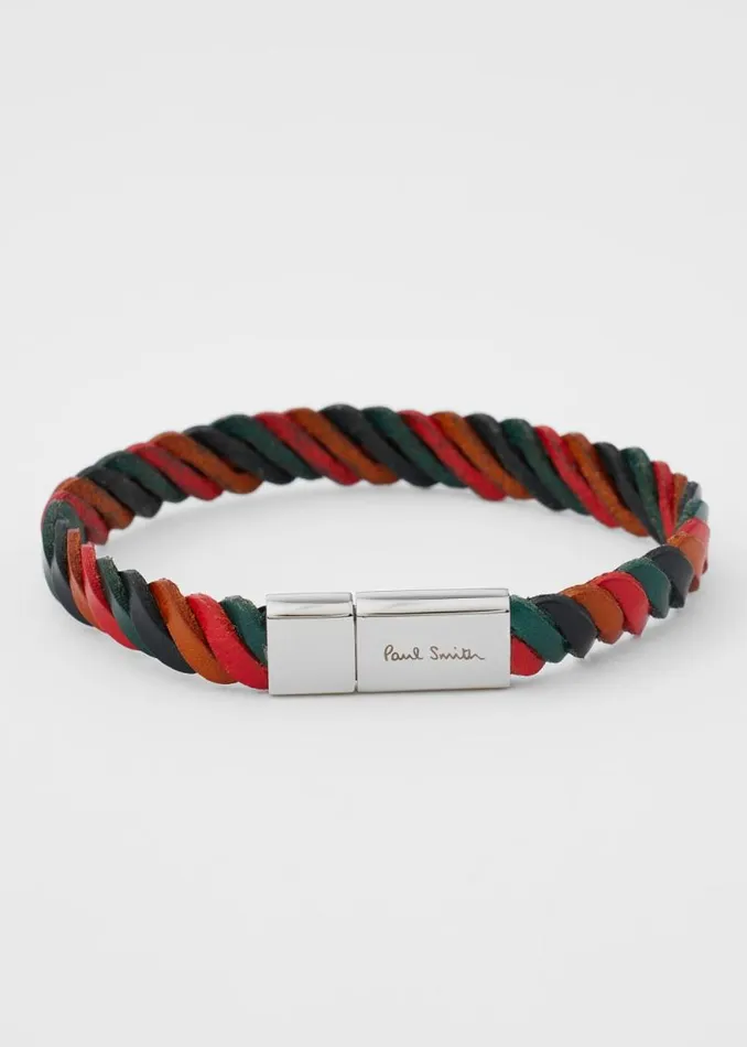 Mens Paul Smith Jewellery and Keyrings 039Artist Stripe039 Woven Leather Bracelet Mens Paul Smith Jewellery and Keyrings 039Artist Stripe039 Woven Leather Bracelet