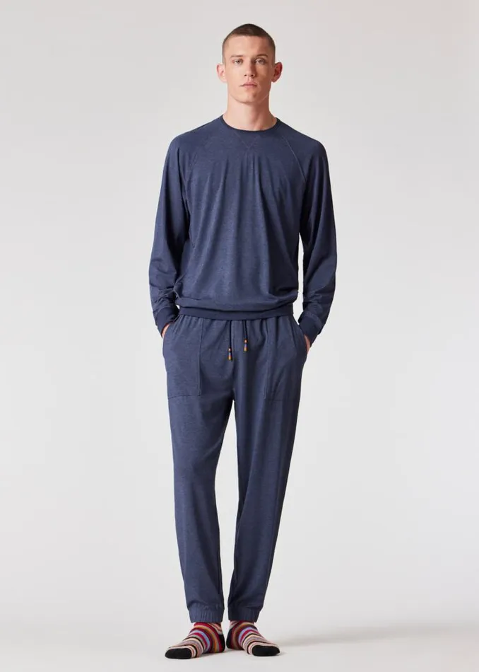 Mens Paul Smith Loungewear Denim Blue ModalBlend LongSleeve Lounge Top Mens Paul Smith Loungewear Denim Blue ModalBlend LongSleeve Lounge Top