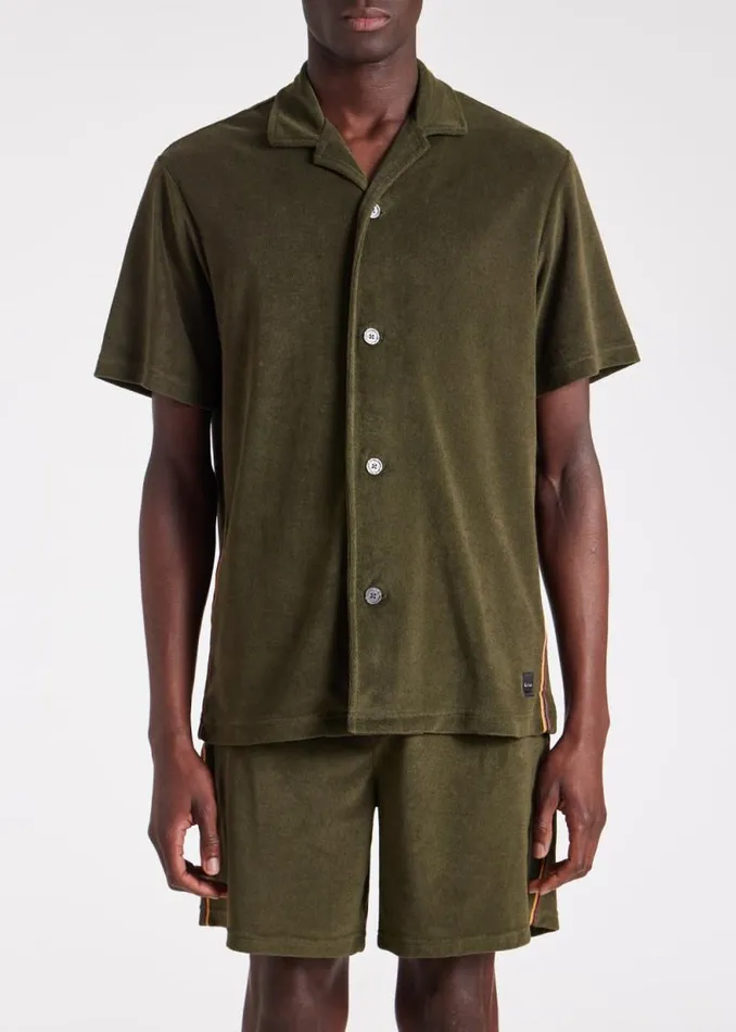 Mens Paul Smith Loungewear Khaki Towelling Lounge Shirt
