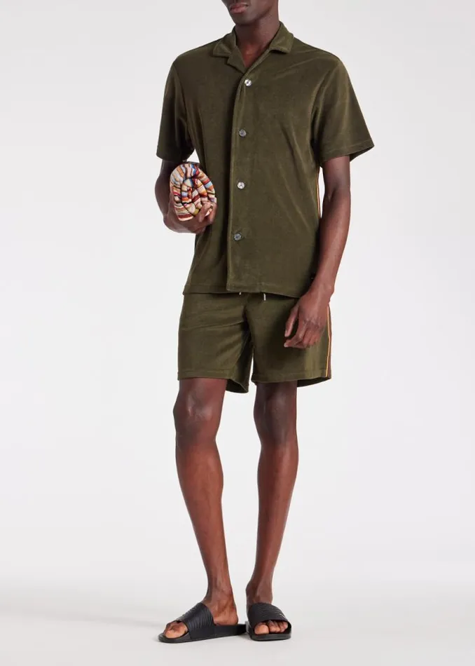 Mens Paul Smith Loungewear Khaki Towelling Lounge Shorts Mens Paul Smith Loungewear Khaki Towelling Lounge Shorts