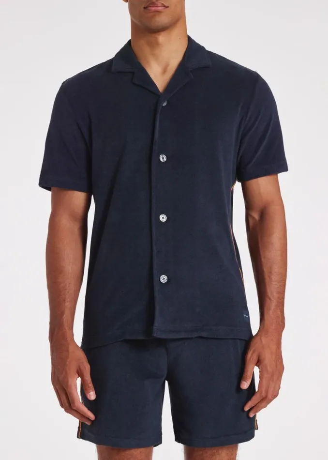 Mens Paul Smith Loungewear Navy Blue Towelling Lounge Shirt