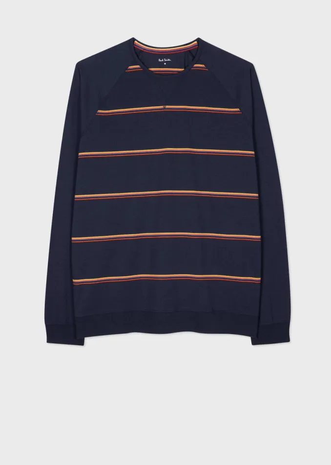 Mens Paul Smith Loungewear Navy Yarn Dyed 039Artist Stripe039 Lounge Top