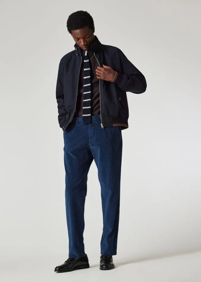 Mens Paul Smith Pants Dark Blue Seersucker Corduroy Pleated Trousers Mens Paul Smith Pants Dark Blue Seersucker Corduroy Pleated Trousers