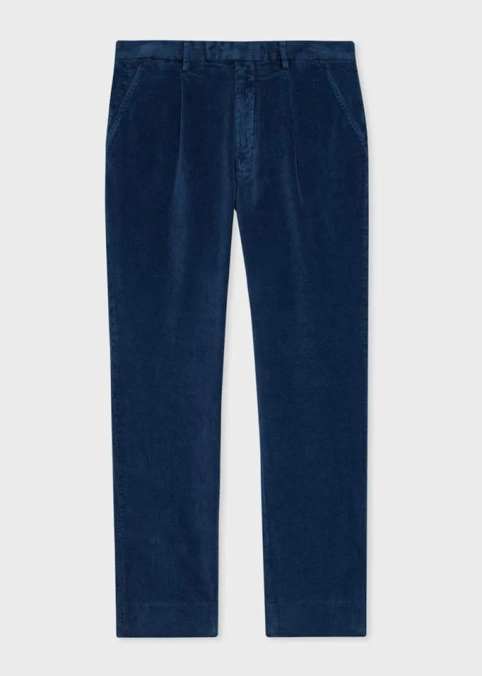 Mens Paul Smith Pants Dark Blue Seersucker Corduroy Pleated Trousers Mens Paul Smith Pants Dark Blue Seersucker Corduroy Pleated Trousers