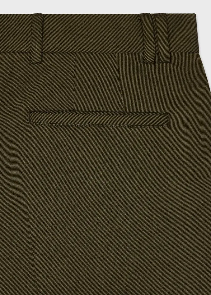 Mens Paul Smith Pants Dark Green Cotton And WoolBlend Twill Wide Leg Trousers Mens Paul Smith Pants Dark Green Cotton And WoolBlend Twill Wide Leg Trousers
