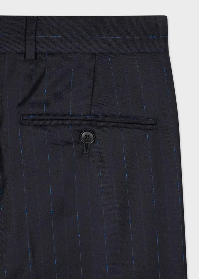 Mens Paul Smith Pants Dark Navy Pinstripe Wool Pleated Trousers Mens Paul Smith Pants Dark Navy Pinstripe Wool Pleated Trousers