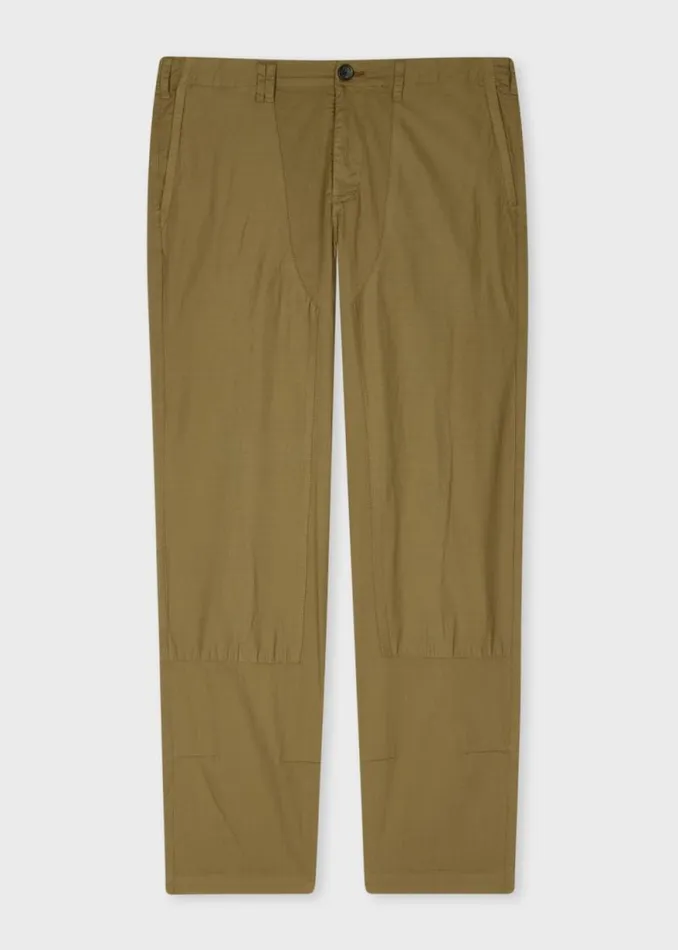 Mens Paul Smith Pants Khaki StretchCotton Panelled Trousers