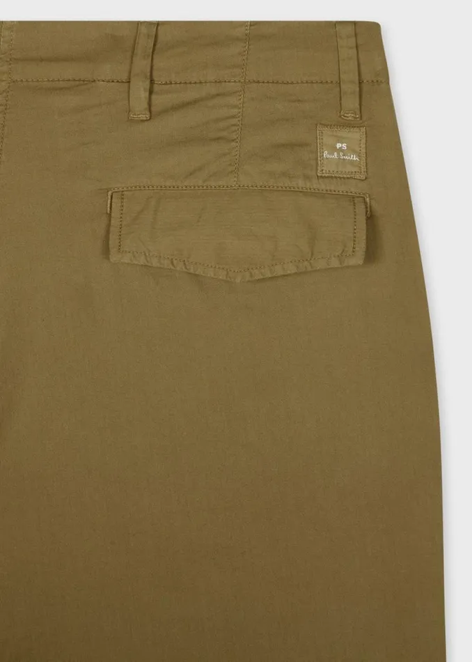 Mens Paul Smith Pants Khaki StretchCotton Panelled Trousers