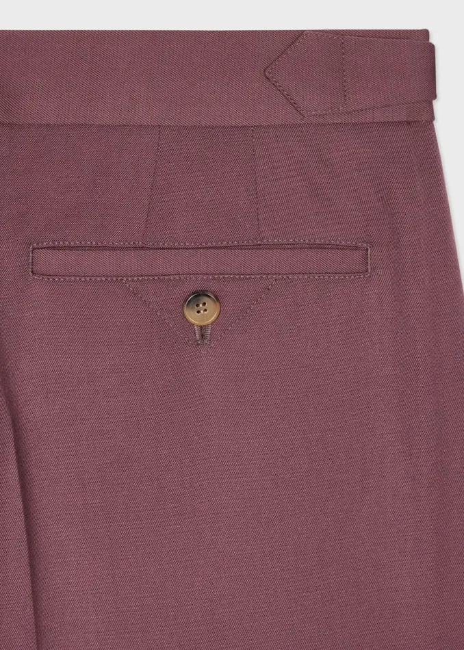Mens Paul Smith Pants Mauve Wool Gabardine DoublePleat Wide Leg Trousers Mens Paul Smith Pants Mauve Wool Gabardine DoublePleat Wide Leg Trousers