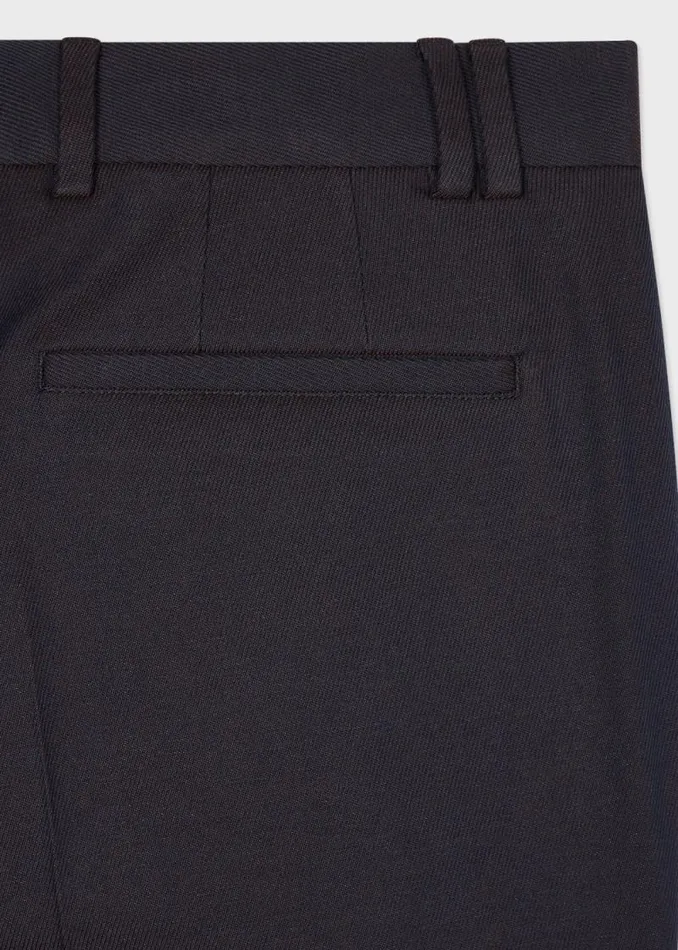 Mens Paul Smith Pants Navy Cotton And WoolBlend Twill Wide Leg Trousers Mens Paul Smith Pants Navy Cotton And WoolBlend Twill Wide Leg Trousers