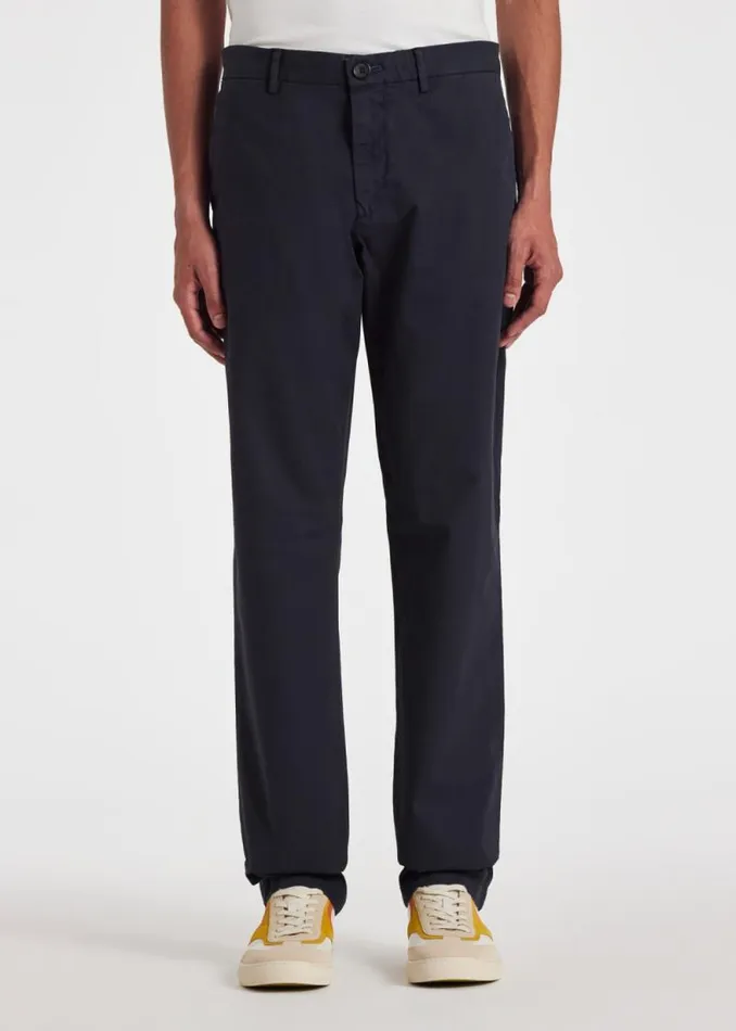 Mens Paul Smith Pants Navy MidFit 039Broad Stripe Zebra039 Chinos