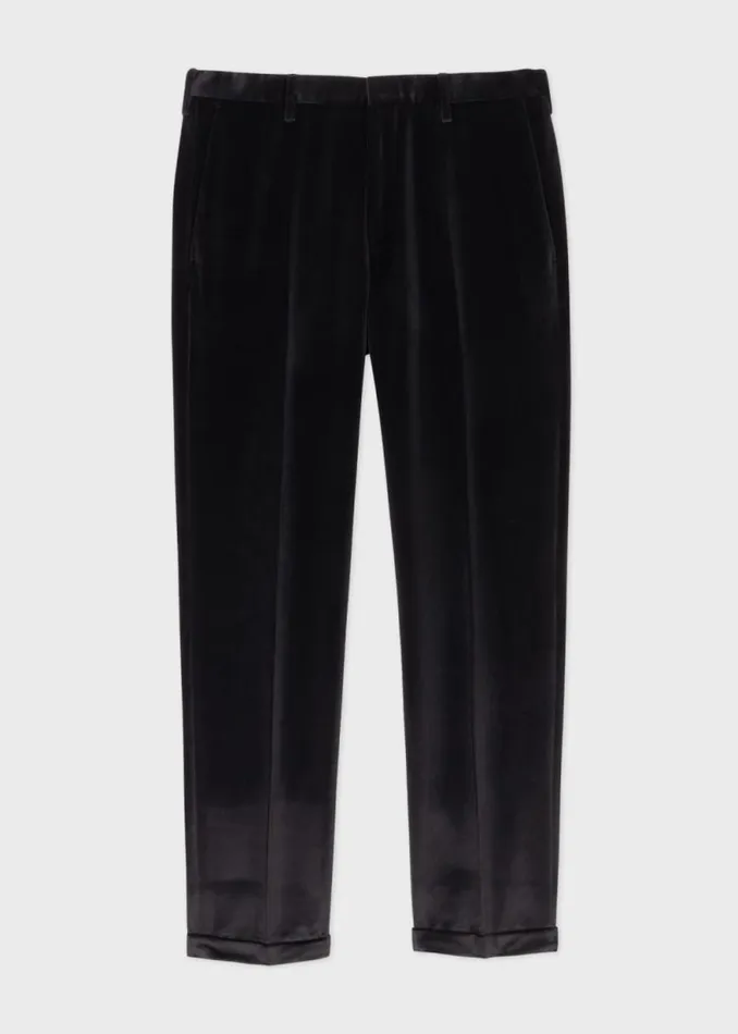 Mens Paul Smith Pants SlimFit Black Cotton Velvet Pants