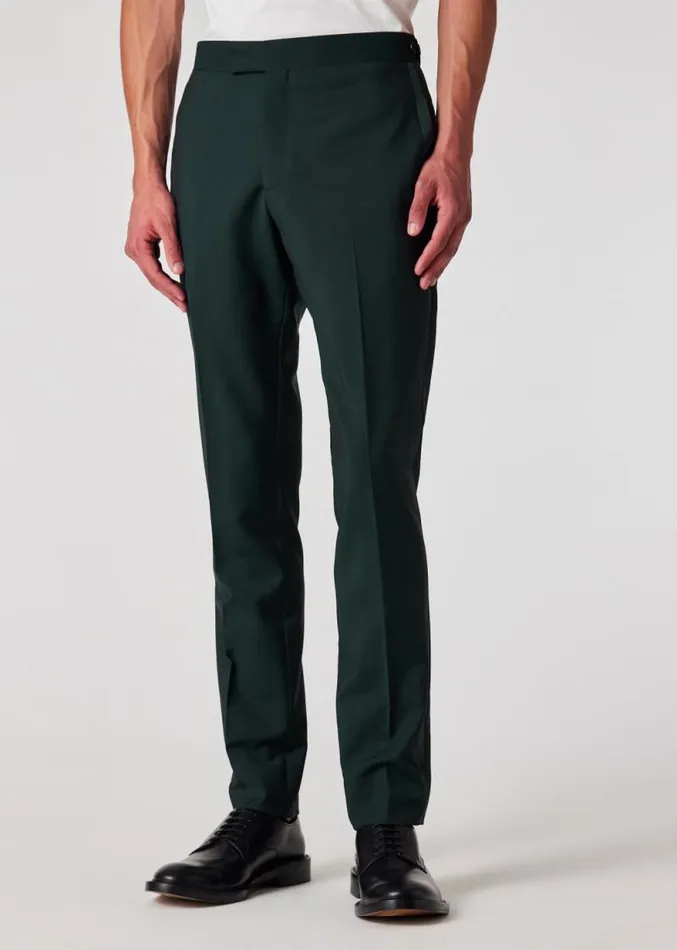 Mens Paul Smith Pants SlimFit Dark Green WoolMohair Evening Trousers