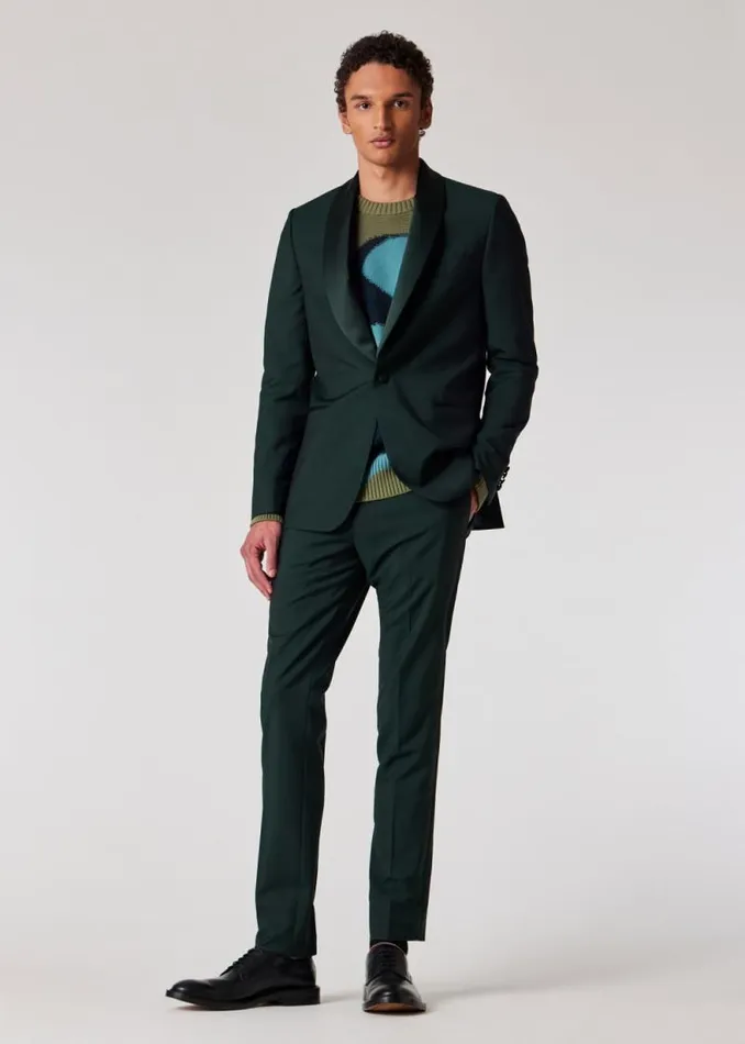 Mens Paul Smith Pants SlimFit Dark Green WoolMohair Evening Trousers Mens Paul Smith Pants SlimFit Dark Green WoolMohair Evening Trousers