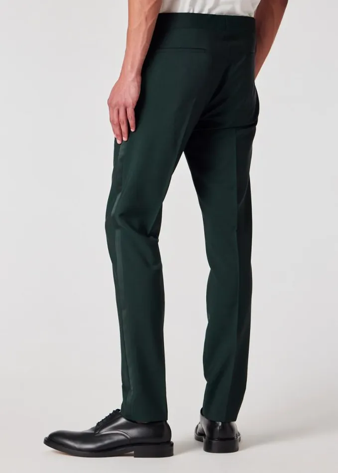 Mens Paul Smith Pants SlimFit Dark Green WoolMohair Evening Trousers Mens Paul Smith Pants SlimFit Dark Green WoolMohair Evening Trousers