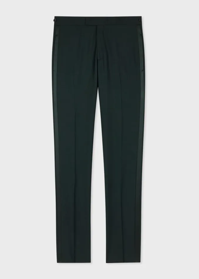 Mens Paul Smith Pants SlimFit Dark Green WoolMohair Evening Trousers Mens Paul Smith Pants SlimFit Dark Green WoolMohair Evening Trousers