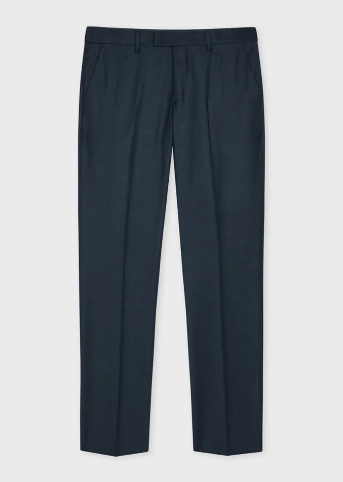Mens Paul Smith Pants SlimFit Dark Teal Overdyed WoolCashmere Flannel Trousers Mens Paul Smith Pants SlimFit Dark Teal Overdyed WoolCashmere Flannel Trousers