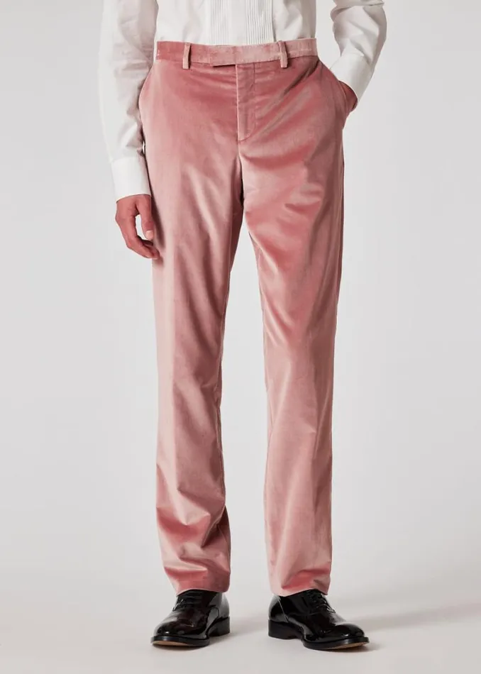 Mens Paul Smith Pants SlimFit Dusty Pink Velvet Trousers