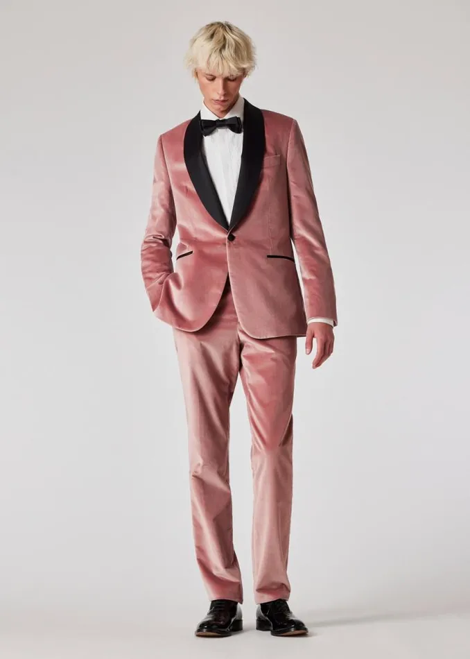 Mens Paul Smith Pants SlimFit Dusty Pink Velvet Trousers Mens Paul Smith Pants SlimFit Dusty Pink Velvet Trousers