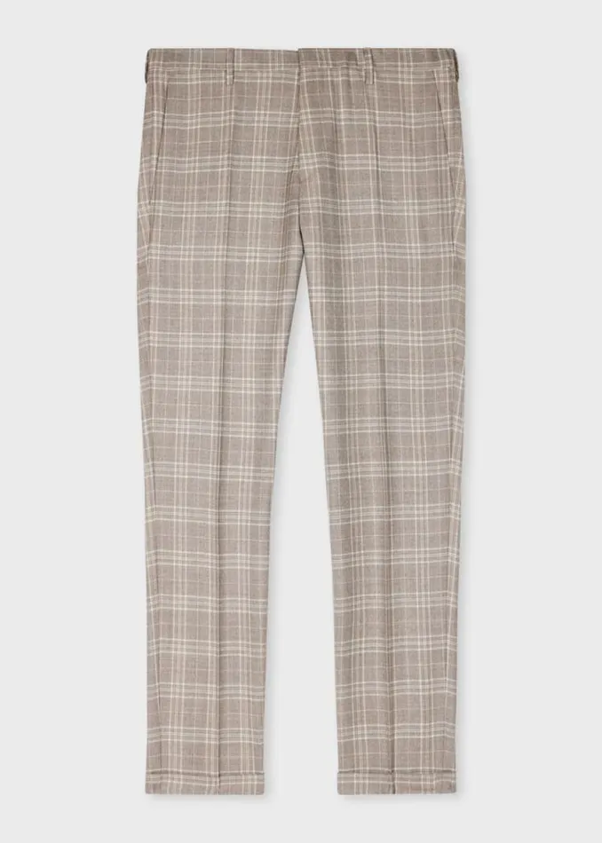 Mens Paul Smith Pants SlimFit Grey Check Wool Trousers