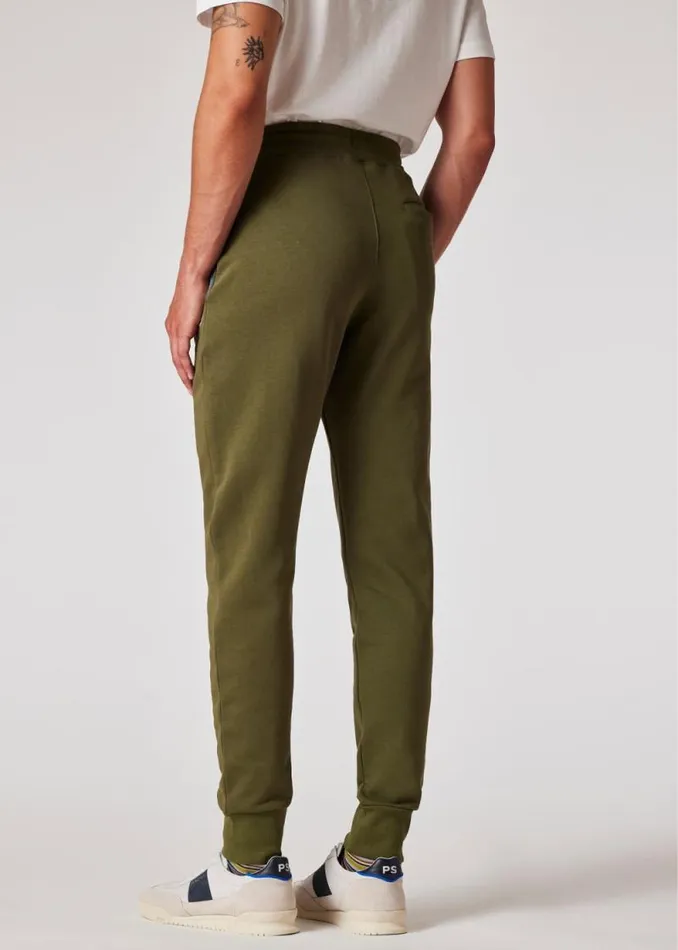 Mens Paul Smith Pants SlimFit Khaki Organic Cotton Zebra Logo Sweatpants Mens Paul Smith Pants SlimFit Khaki Organic Cotton Zebra Logo Sweatpants