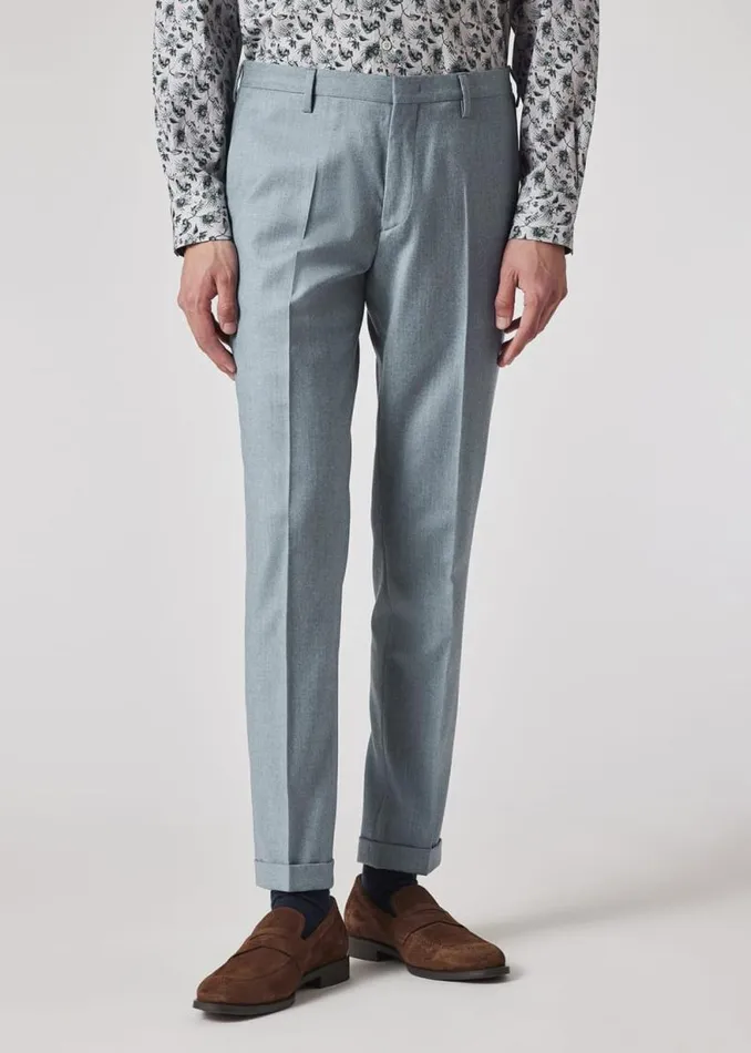 Mens Paul Smith Pants SlimFit Light Blue Overdyed WoolCashmere Flannel Trousers Mens Paul Smith Pants SlimFit Light Blue Overdyed WoolCashmere Flannel Trousers