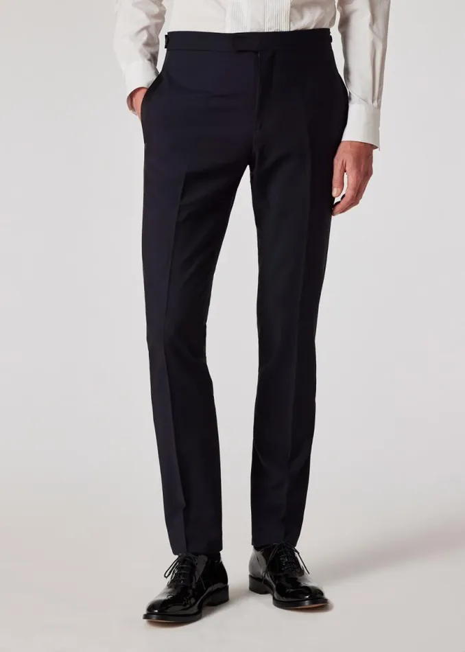 Mens Paul Smith Pants SlimFit Navy WoolMohair Evening Pants