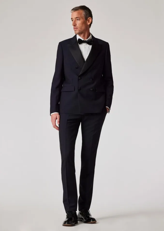 Mens Paul Smith Pants SlimFit Navy WoolMohair Evening Pants Mens Paul Smith Pants SlimFit Navy WoolMohair Evening Pants
