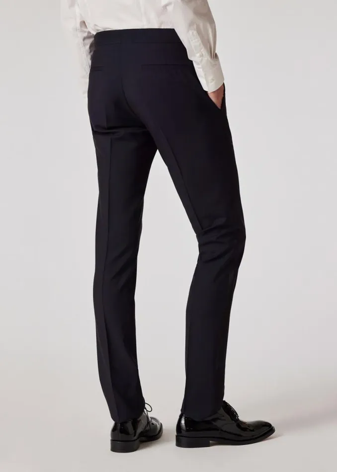 Mens Paul Smith Pants SlimFit Navy WoolMohair Evening Pants Mens Paul Smith Pants SlimFit Navy WoolMohair Evening Pants