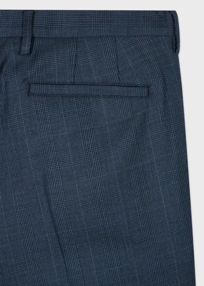 Mens Paul Smith Pants SlimFit Petrol Blue Check Wool Trousers Mens Paul Smith Pants SlimFit Petrol Blue Check Wool Trousers