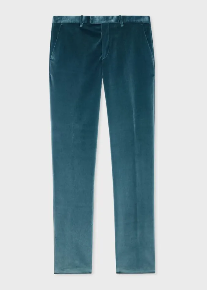 Mens Paul Smith Pants SlimFit Teal Velvet Trousers Mens Paul Smith Pants SlimFit Teal Velvet Trousers