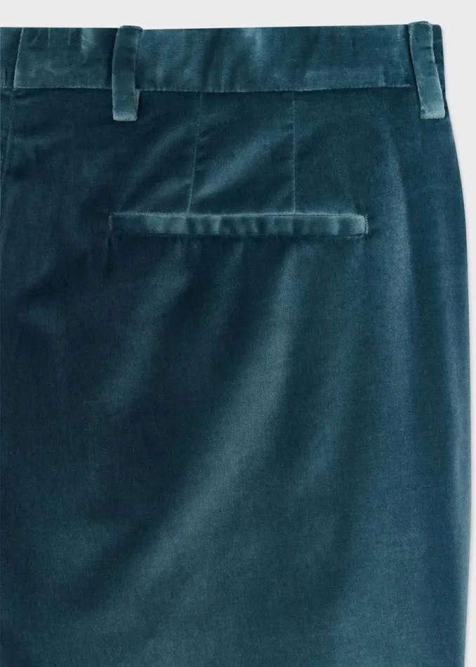 Mens Paul Smith Pants SlimFit Teal Velvet Trousers Mens Paul Smith Pants SlimFit Teal Velvet Trousers