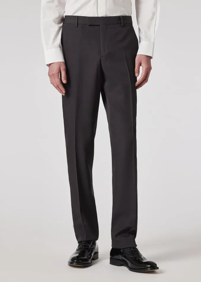 Mens Paul Smith Pants StraightFit Charcoal Wool Trousers