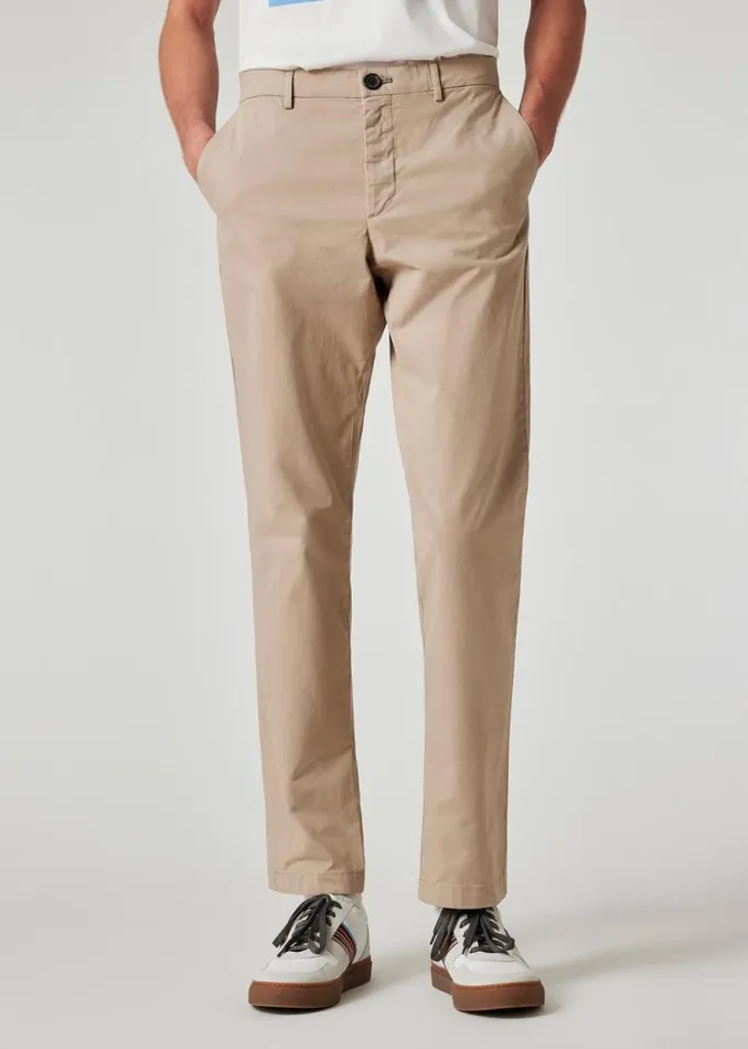Mens Paul Smith Pants Tan MidFit 039Broad Stripe Zebra039 Chinos