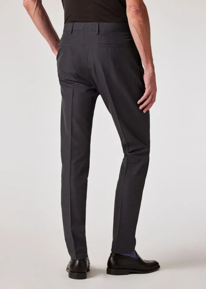 Mens Paul Smith Pants TaperedFit Dark Grey WoolCotton Pleated Trousers Mens Paul Smith Pants TaperedFit Dark Grey WoolCotton Pleated Trousers
