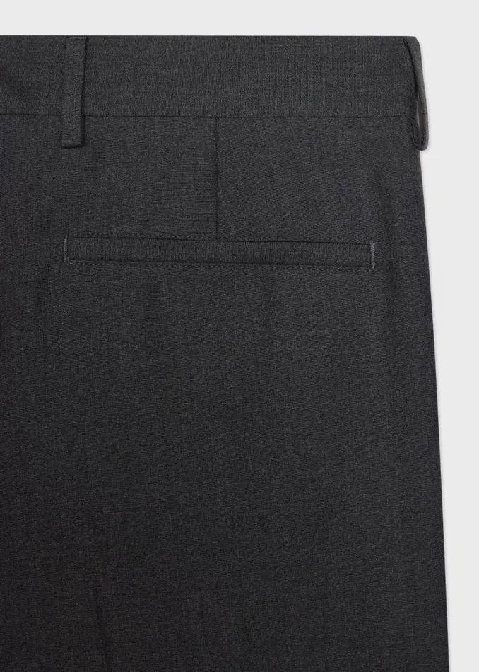 Mens Paul Smith Pants TaperedFit Dark Grey WoolCotton Pleated Trousers Mens Paul Smith Pants TaperedFit Dark Grey WoolCotton Pleated Trousers