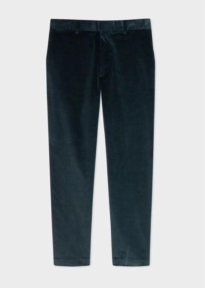 Mens Paul Smith Pants TaperedFit Navy Corduroy Cotton Pants