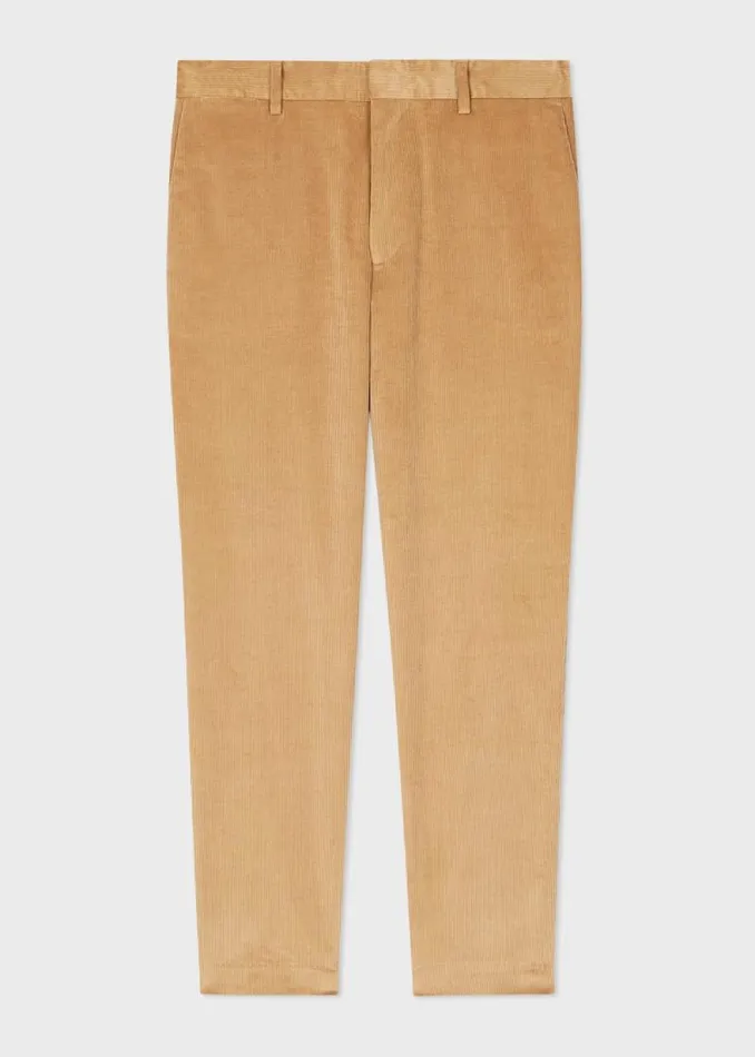 Mens Paul Smith Pants TaperedFit Tan CottonBlend Corduroy Trousers