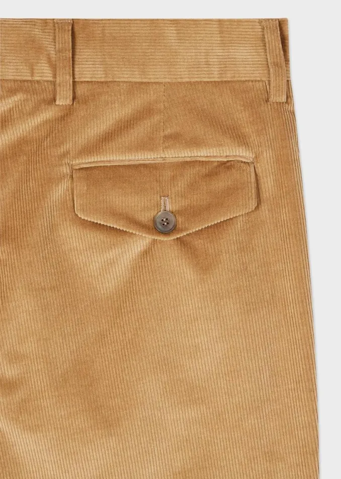 Mens Paul Smith Pants TaperedFit Tan CottonBlend Corduroy Trousers