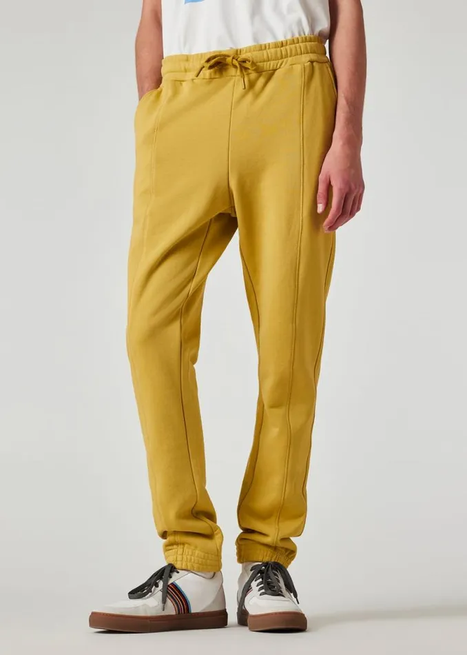 Mens Paul Smith Pants Yellow 039Happy039 Embroidery Sweatpants