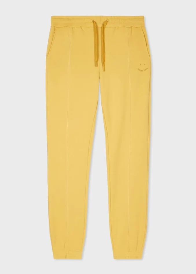 Mens Paul Smith Pants Yellow 039Happy039 Embroidery Sweatpants