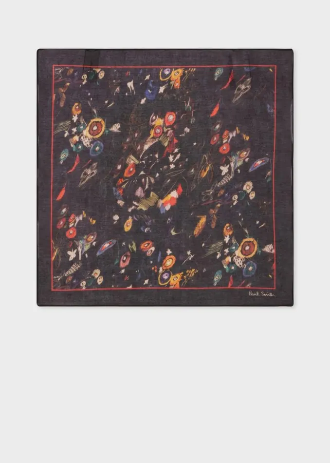 Mens Paul Smith Pocket Squares Black 039Sketchbook Botanical039 Pocket Square