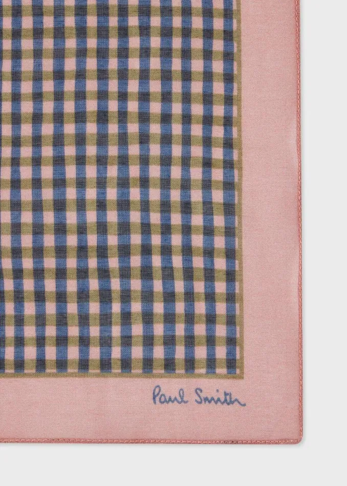 Mens Paul Smith Pocket Squares Pink Gingham Check Pocket Square Mens Paul Smith Pocket Squares Pink Gingham Check Pocket Square