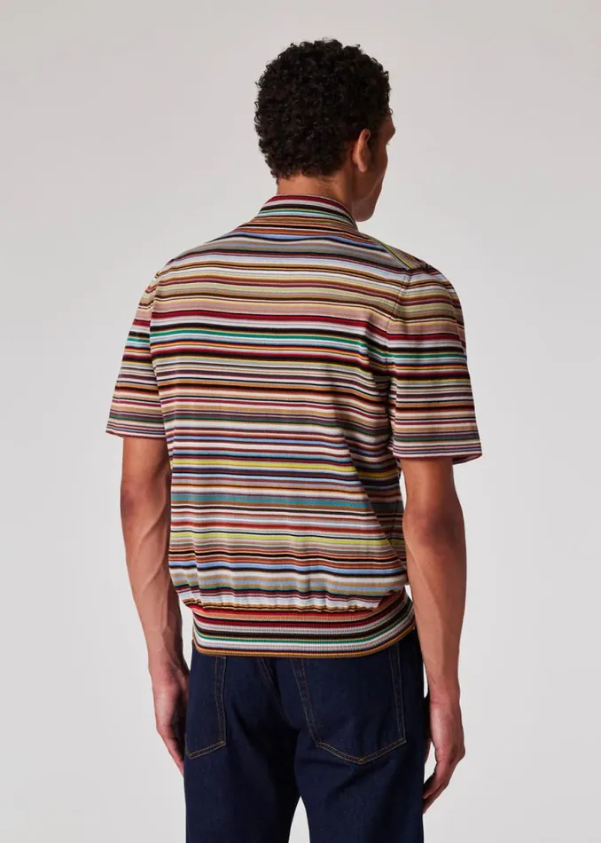 Mens Paul Smith Polo Shirts 039Signature Stripe039 Knitted Cotton Polo Shirt Mens Paul Smith Polo Shirts 039Signature Stripe039 Knitted Cotton Polo Shirt