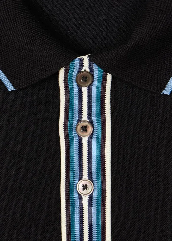 Mens Paul Smith Polo Shirts Black Polo Shirt With Stripe Tipping Mens Paul Smith Polo Shirts Black Polo Shirt With Stripe Tipping