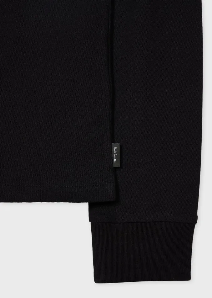 Mens Paul Smith Polo Shirts Black ZipFront LongSleeve Polo Shirt Mens Paul Smith Polo Shirts Black ZipFront LongSleeve Polo Shirt