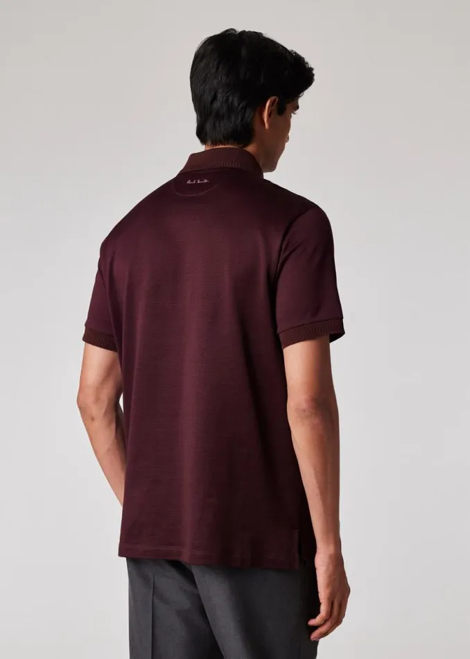 Mens Paul Smith Polo Shirts Burgundy Geo Jacquard Zip Polo Shirt Mens Paul Smith Polo Shirts Burgundy Geo Jacquard Zip Polo Shirt