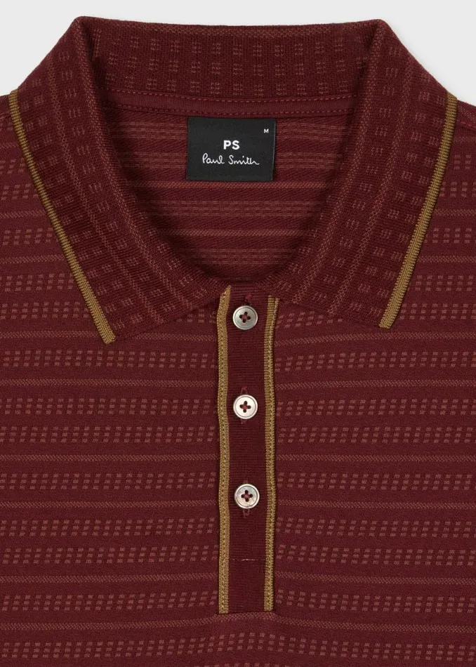 Mens Paul Smith Polo Shirts Burgundy Mixed Stripe Cotton Polo Shirt Mens Paul Smith Polo Shirts Burgundy Mixed Stripe Cotton Polo Shirt