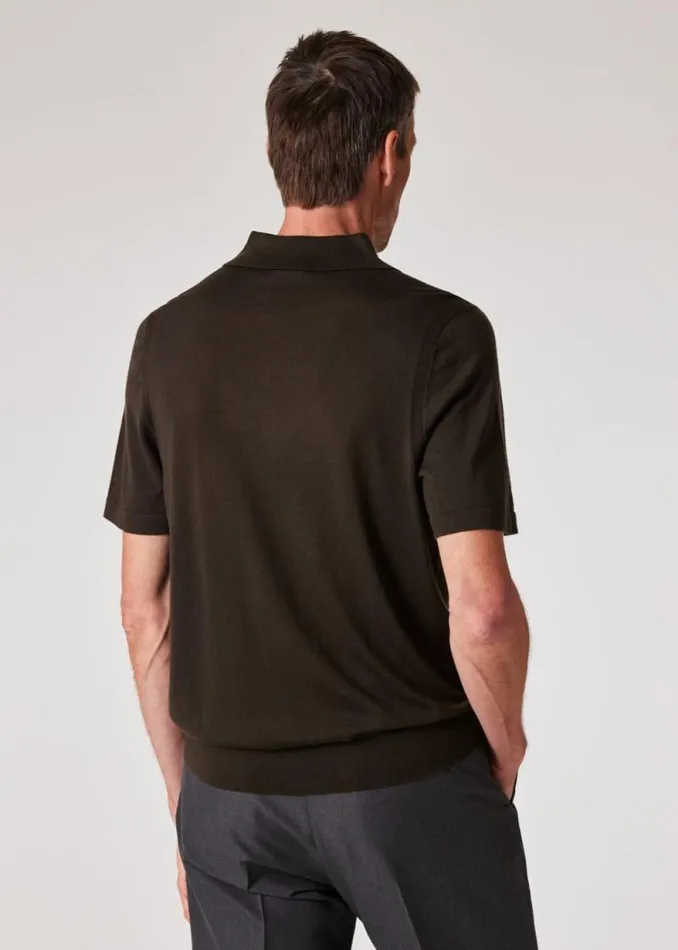 Mens Paul Smith Polo Shirts Dark Green Merino Wool Polo Shirt Mens Paul Smith Polo Shirts Dark Green Merino Wool Polo Shirt